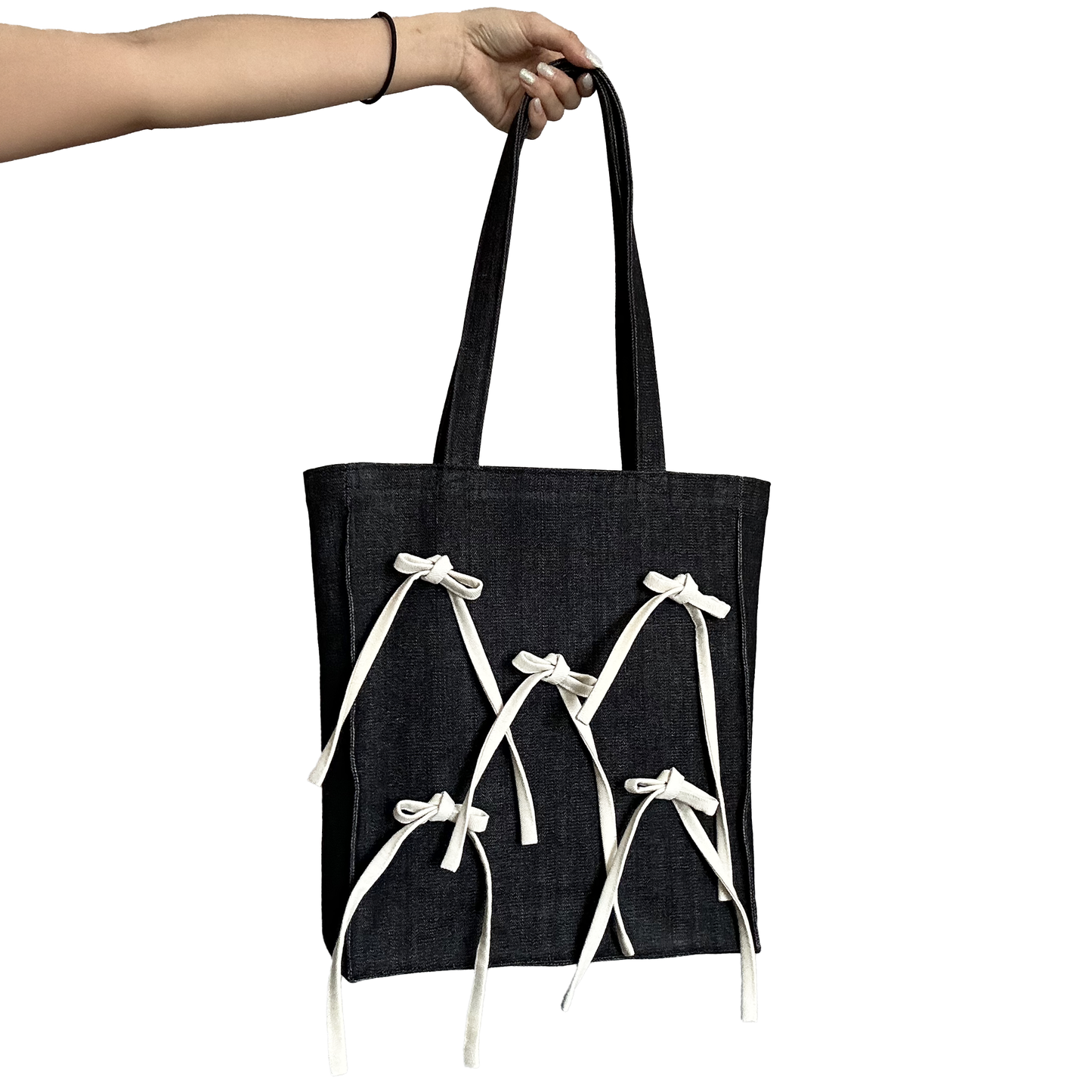 TOTE WITH CREAM BOWS