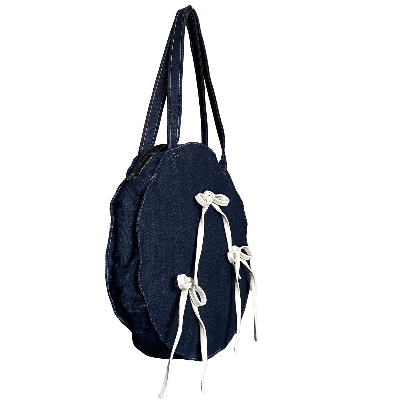 CIRCLE BAG WITH CREAM BOWS