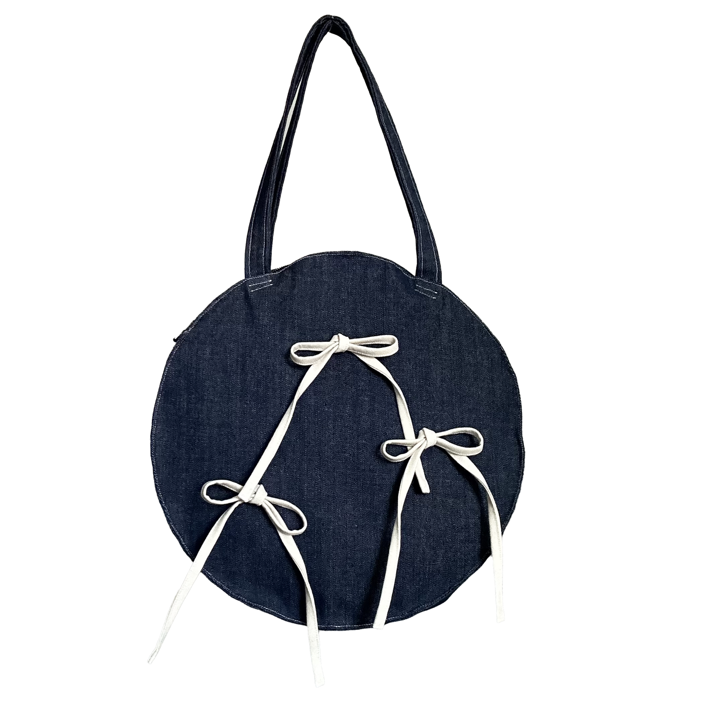 CIRCLE BAG WITH CREAM BOWS